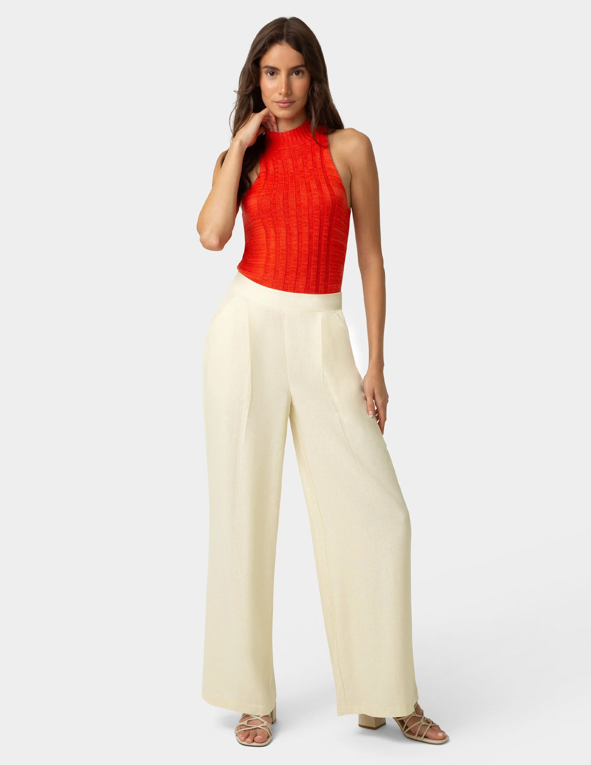 Coastal Linen Palazzo Pant - Ecru | Hue