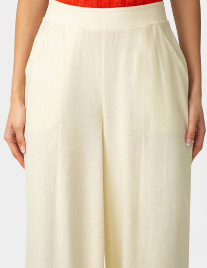 Coastal Linen Palazzo Pant - Ecru | Hue