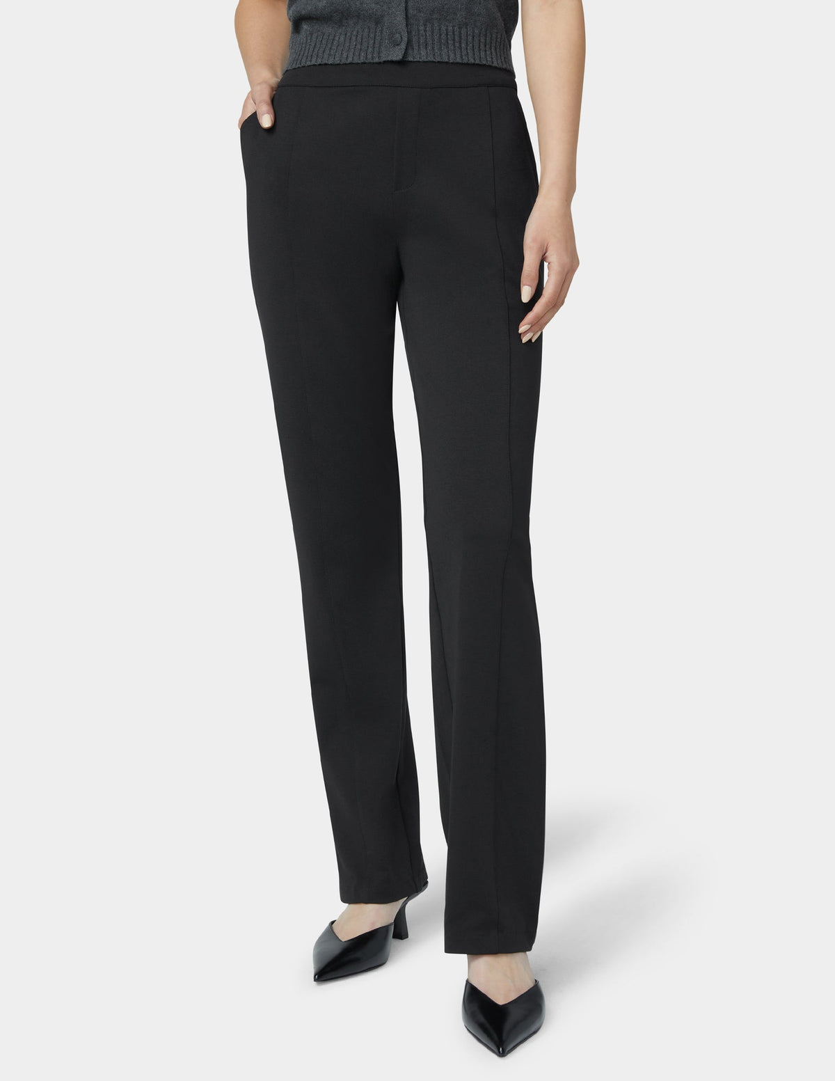 Ponte Pull On Trouser - Black | Hue