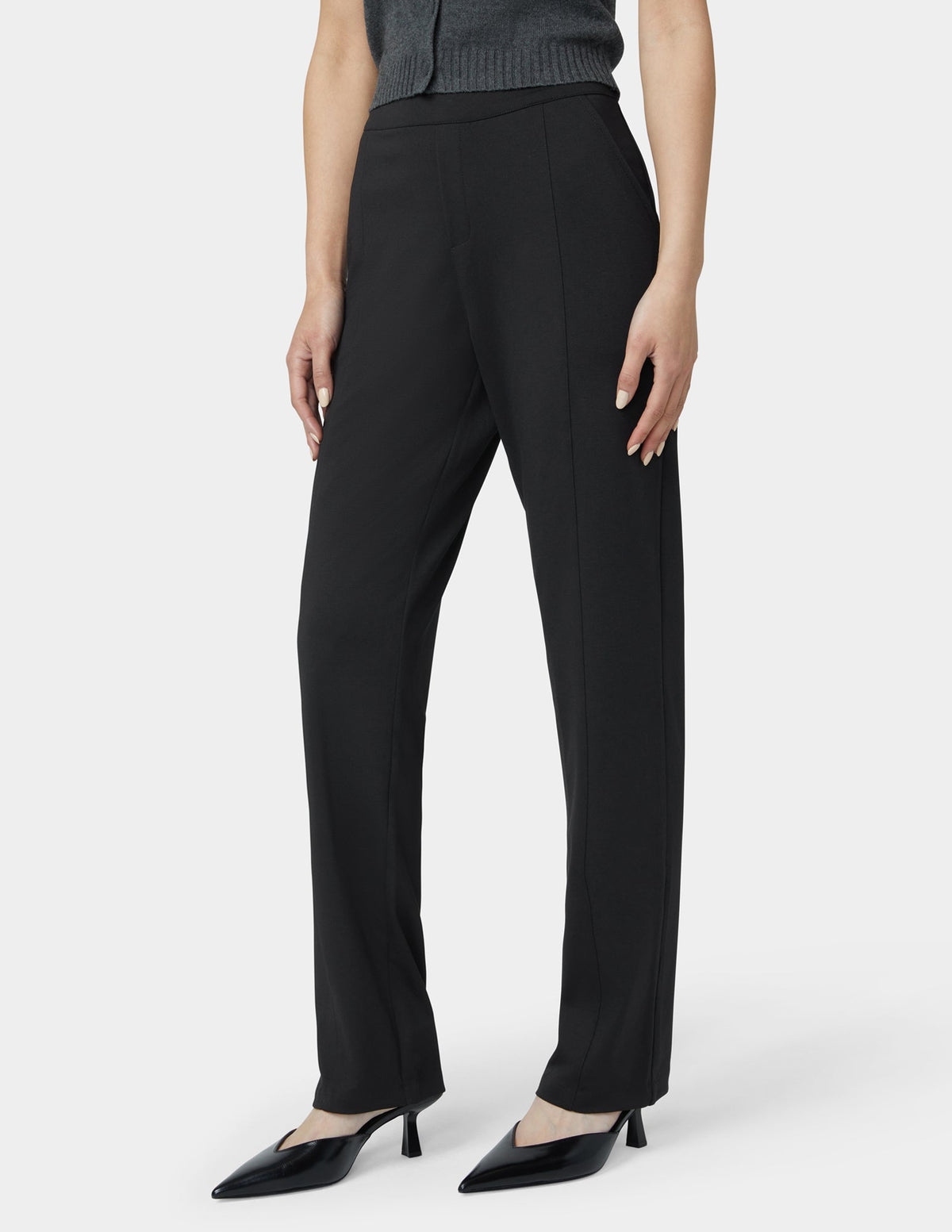 Ponte Pull On Trouser - Black | Hue