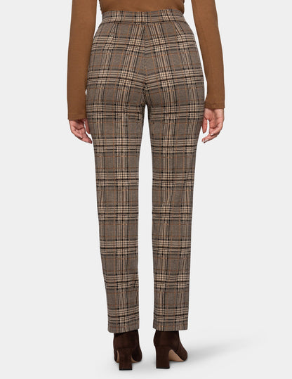 Plaid Pull-On Trouser - Brown | Hue