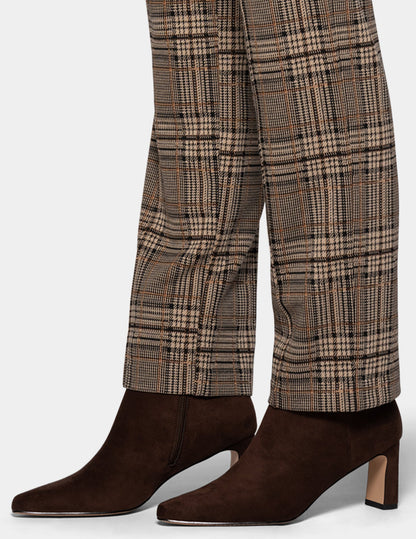Plaid Pull-On Trouser - Brown | Hue