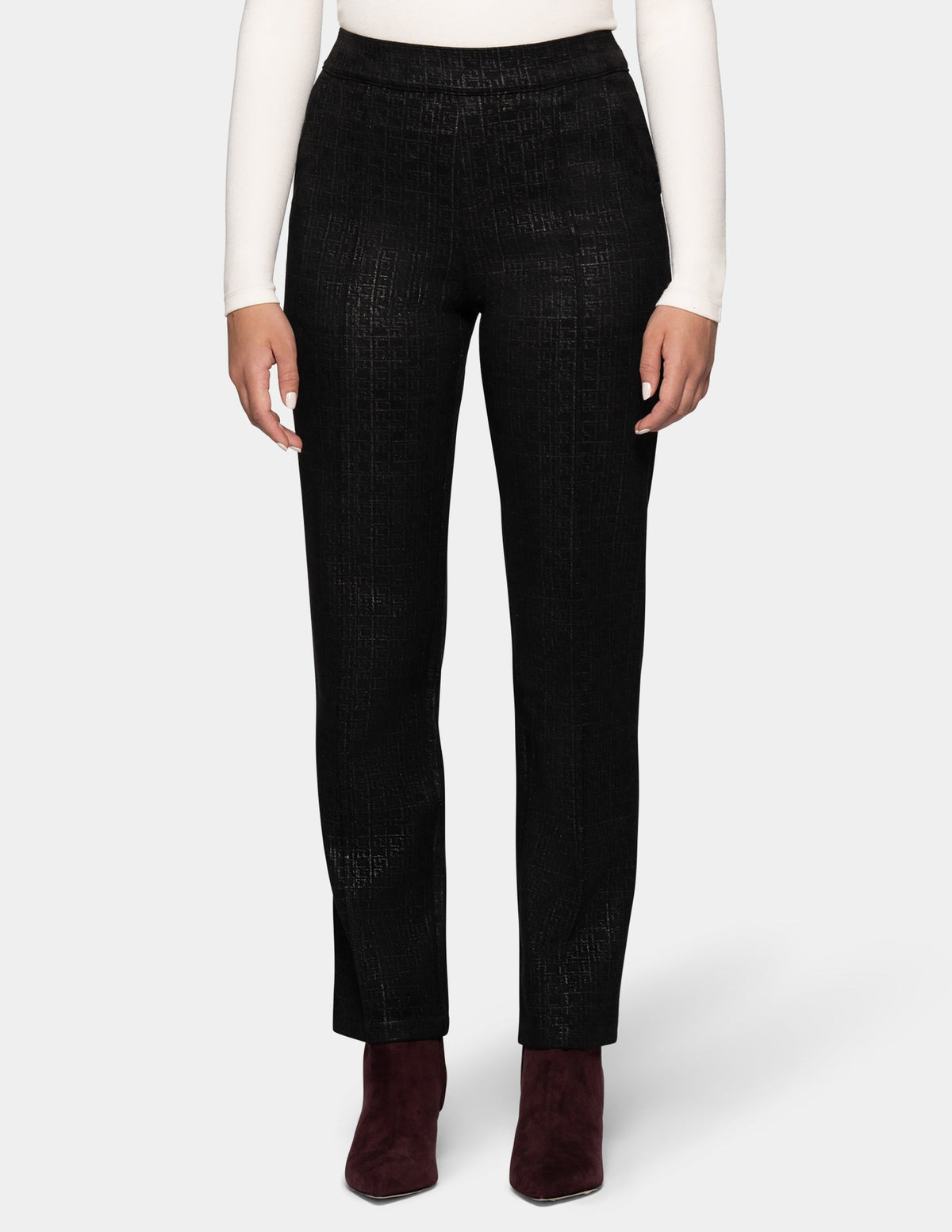 Faux Suede Metallic Geo Pant - Black | Hue