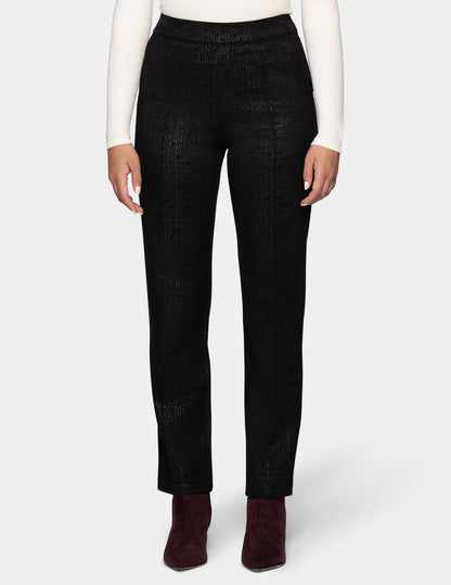 Faux Suede Metallic Geo Pant - Black | Hue