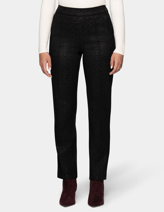 Faux Suede Metallic Geo Pant - Black | Hue