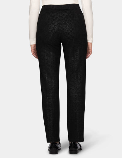 Faux Suede Metallic Geo Pant - Black | Hue