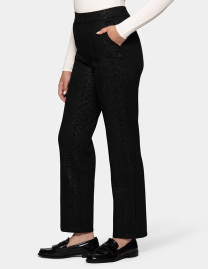Faux Suede Metallic Geo Pant - Black | Hue