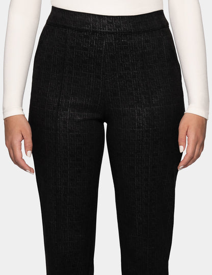 Faux Suede Metallic Geo Pant - Black | Hue