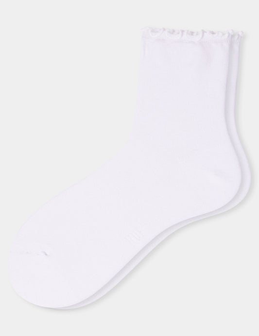 Ruffle Edge Ankle Sock - White | Hue