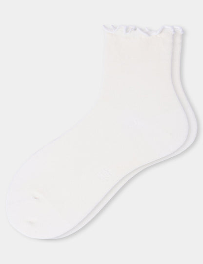 Ruffle Edge Ankle Sock - Ivory | Hue