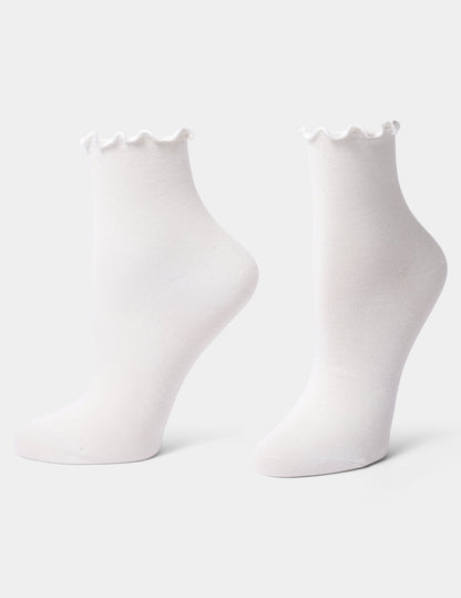 Ruffle Edge Ankle Sock - Ivory | Hue