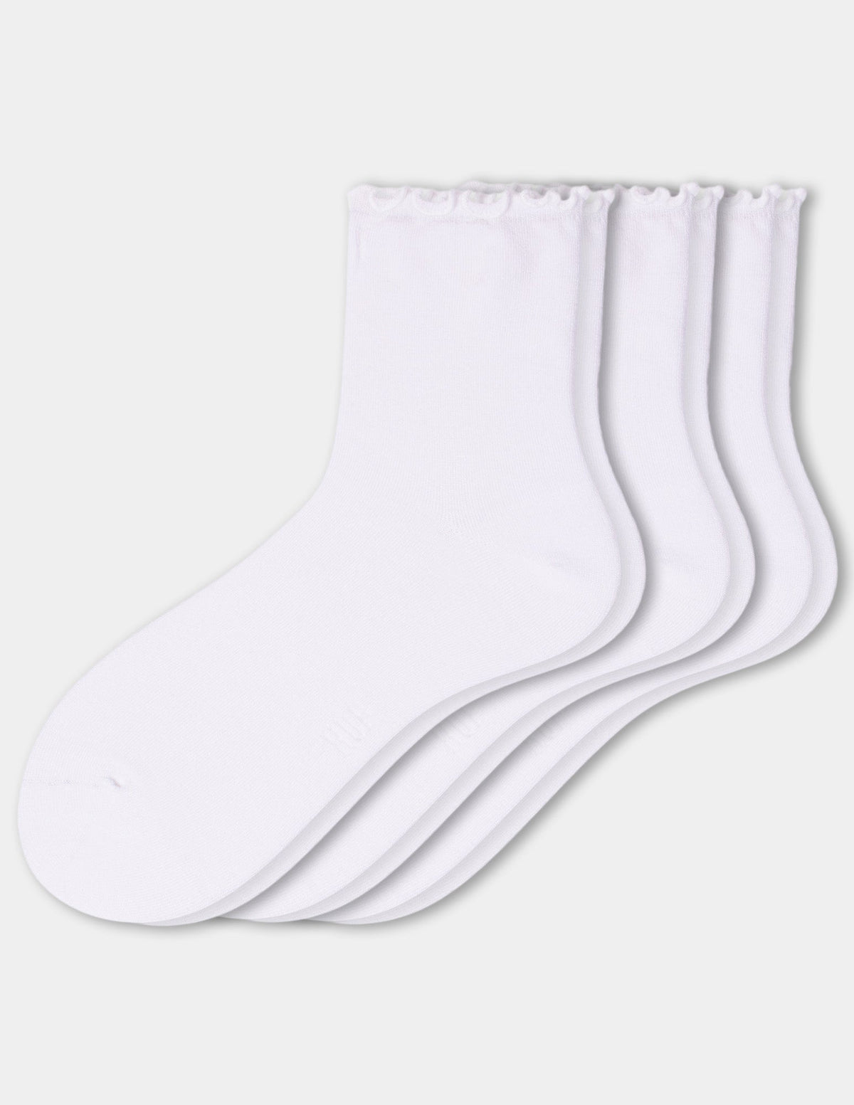Ruffle Edge Ankle Sock 3 Pair Pack - White | Hue