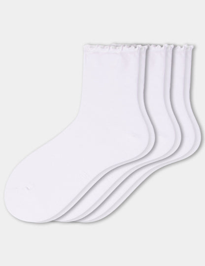 Ruffle Edge Ankle Sock 3 Pair Pack - White | Hue