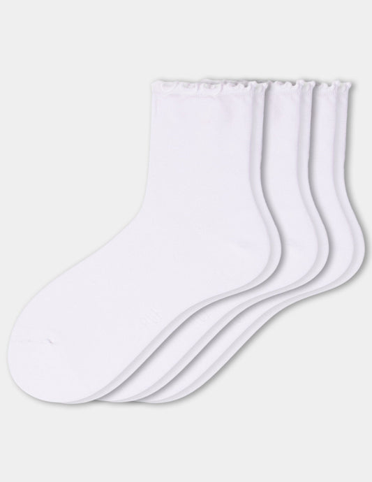 Ruffle Edge Ankle Sock 3 Pair Pack - White | Hue