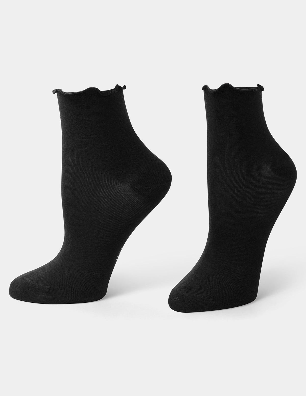 Ruffle Edge Ankle Sock 3 Pair Pack - Black | Hue