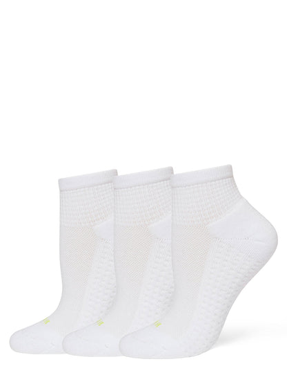 Air Cushion Quarter Top Socks 3 Pair Pack - White | Hue