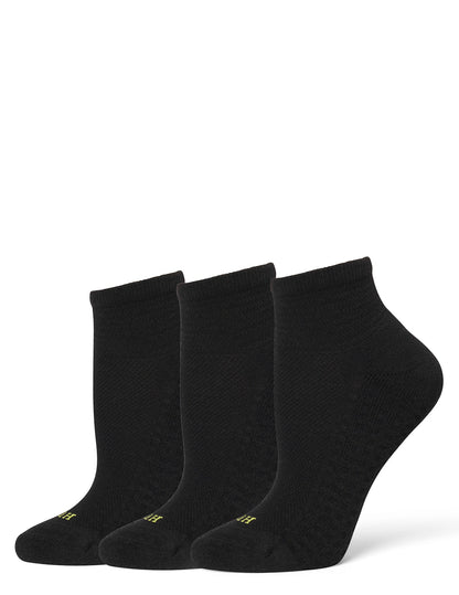 Air Cushion Quarter Top Socks 3 Pair Pack - Black | Hue