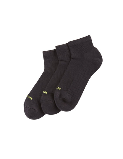 Air Cushion Quarter Top Socks 3 Pair Pack - Black | Hue
