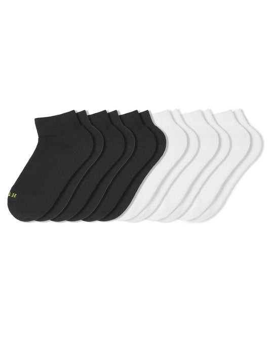 Quarter Top with Cushion Sport Socks 6 Pair Pack - Black/Multi | Hue