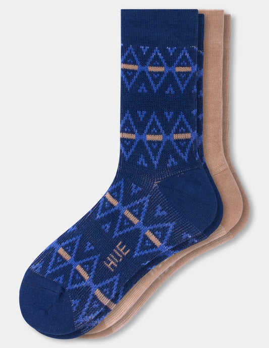 Argyle Stripe Boot Sock 2 Pair Pack - Navy | Hue
