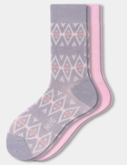 Argyle Stripe Boot Sock 2 Pair Pack - Heather Grey | Hue