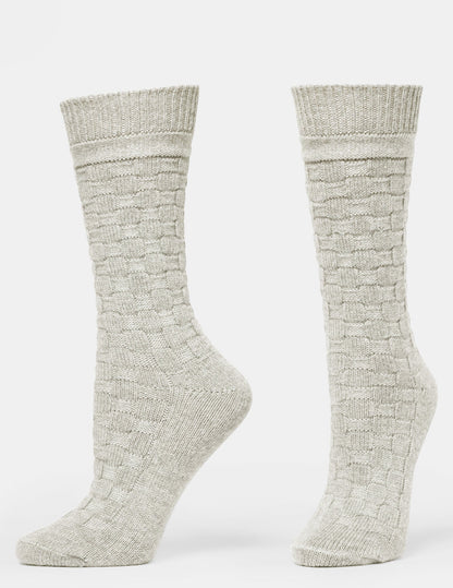 Textured Wool Blend Crew 2 Pair Pack - Blue | Hue