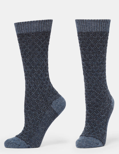 Textured Wool Blend Crew 2 Pair Pack - Blue | Hue