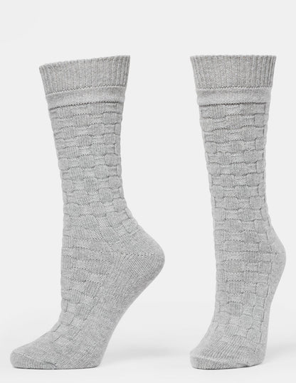 Textured Wool Blend Crew 2 Pair Pack - Black/Grey | Hue