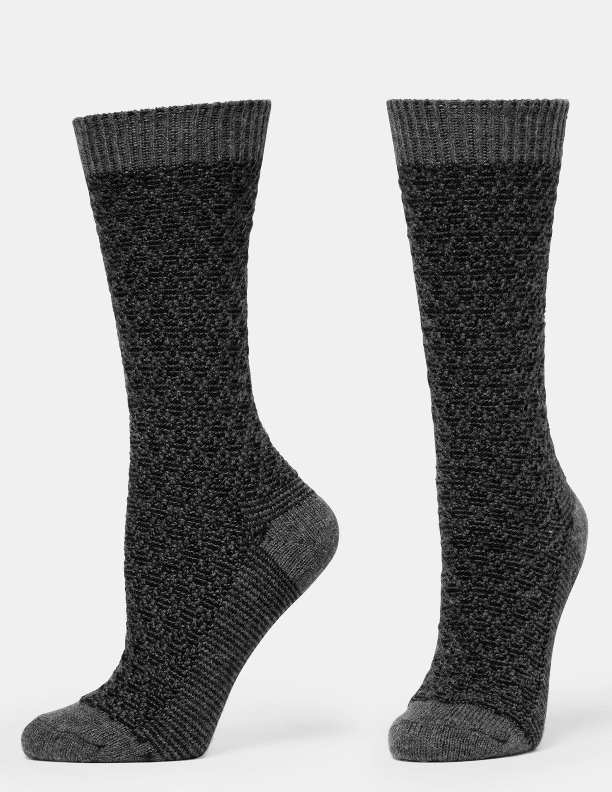 Textured Wool Blend Crew 2 Pair Pack - Black/Grey | Hue