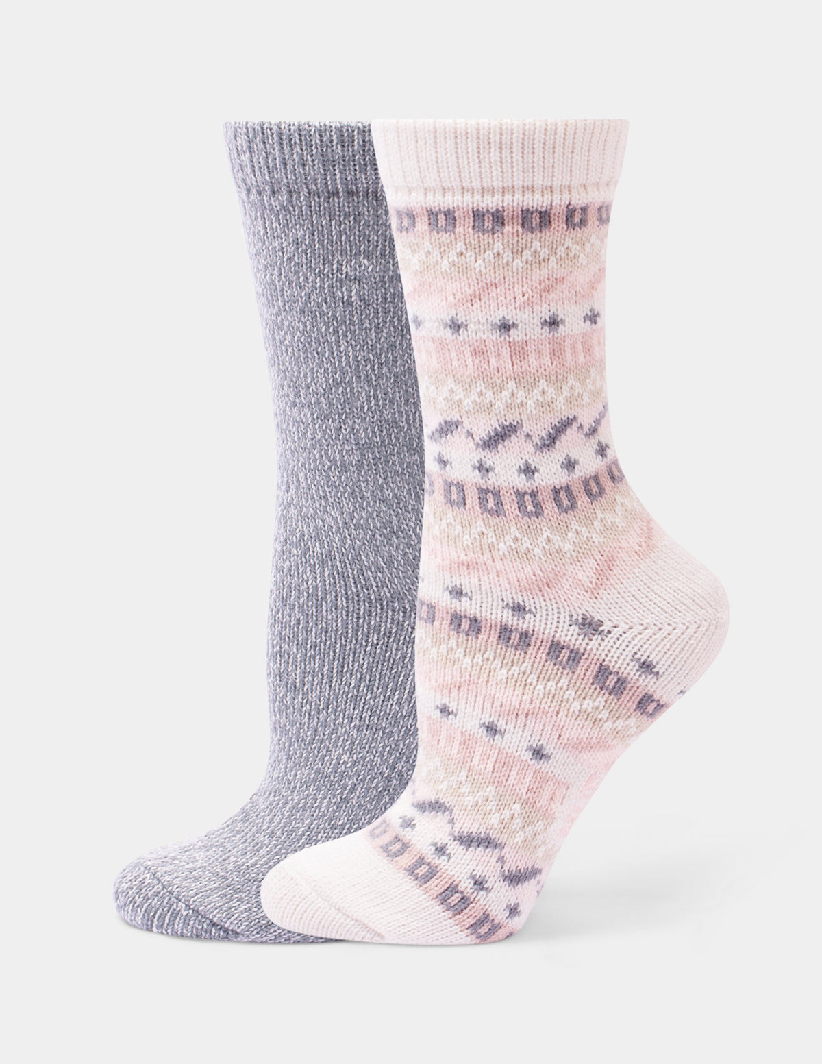Geo Stripe Boot Sock 2 Pair Pack - Ivory | Hue