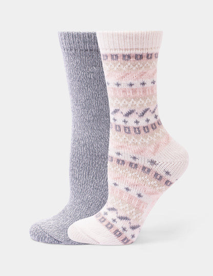 Geo Stripe Boot Sock 2 Pair Pack - Ivory | Hue