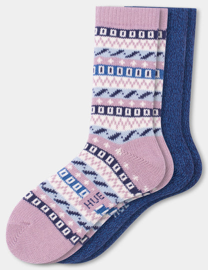 Geo Stripe Boot Sock 2 Pair Pack - Dusty Rose | Hue