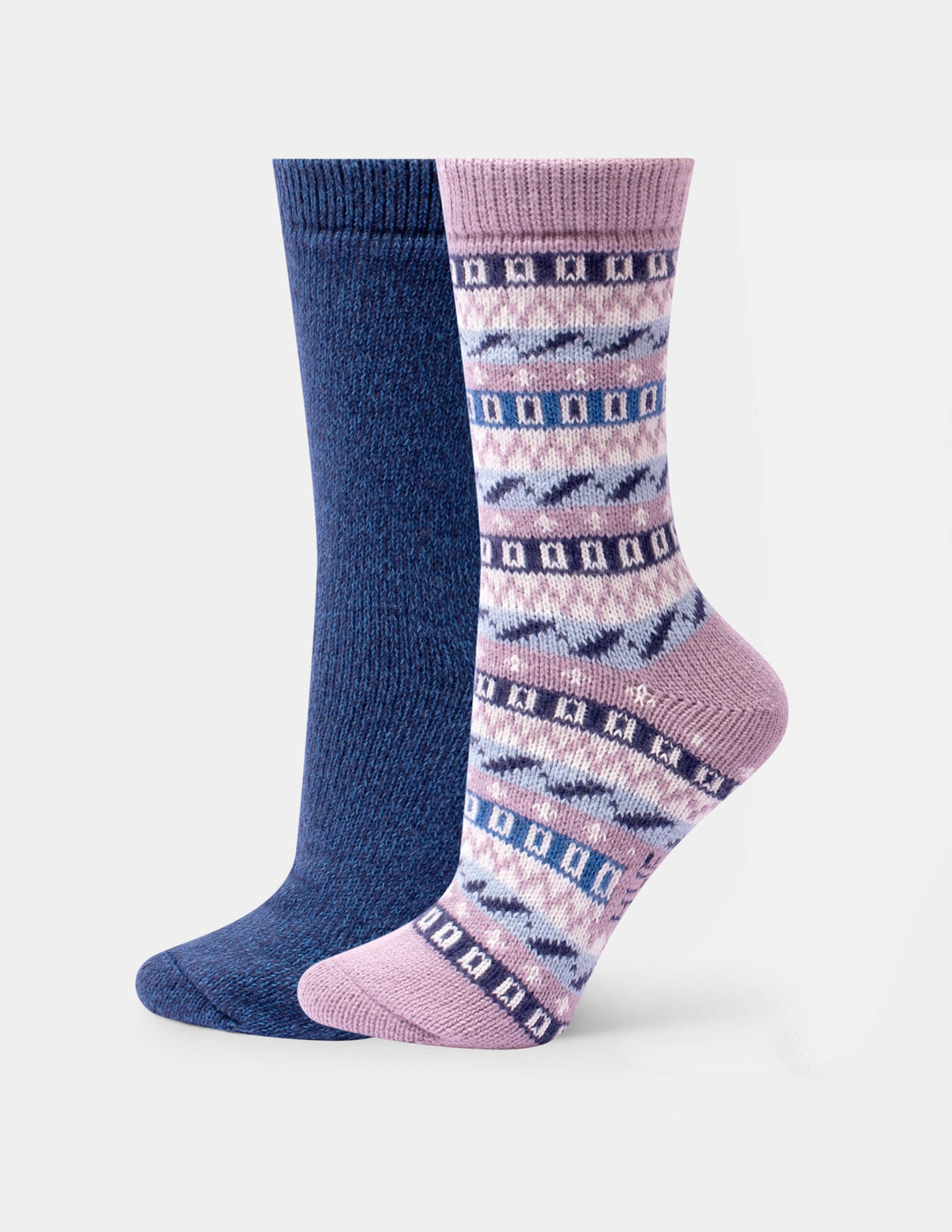 Geo Stripe Boot Sock 2 Pair Pack - Dusty Rose | Hue