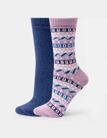 Geo Stripe Boot Sock 2 Pair Pack - Dusty Rose | Hue