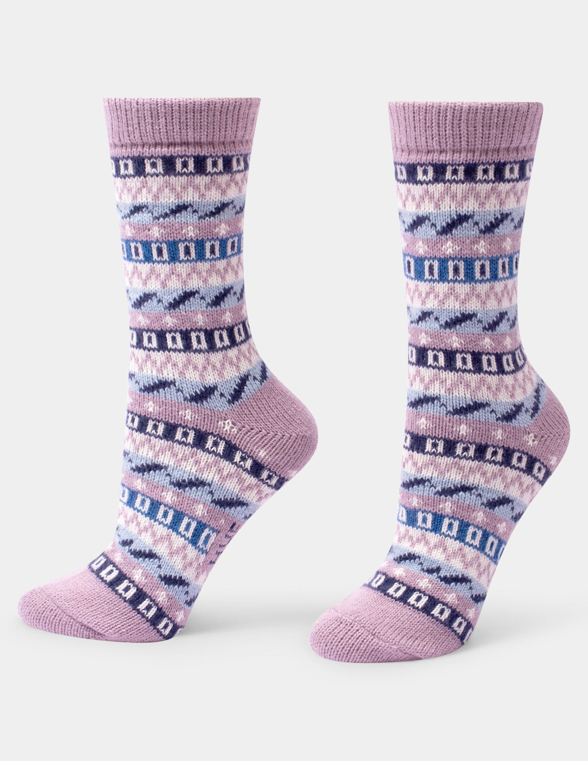 Geo Stripe Boot Sock 2 Pair Pack - Dusty Rose | Hue