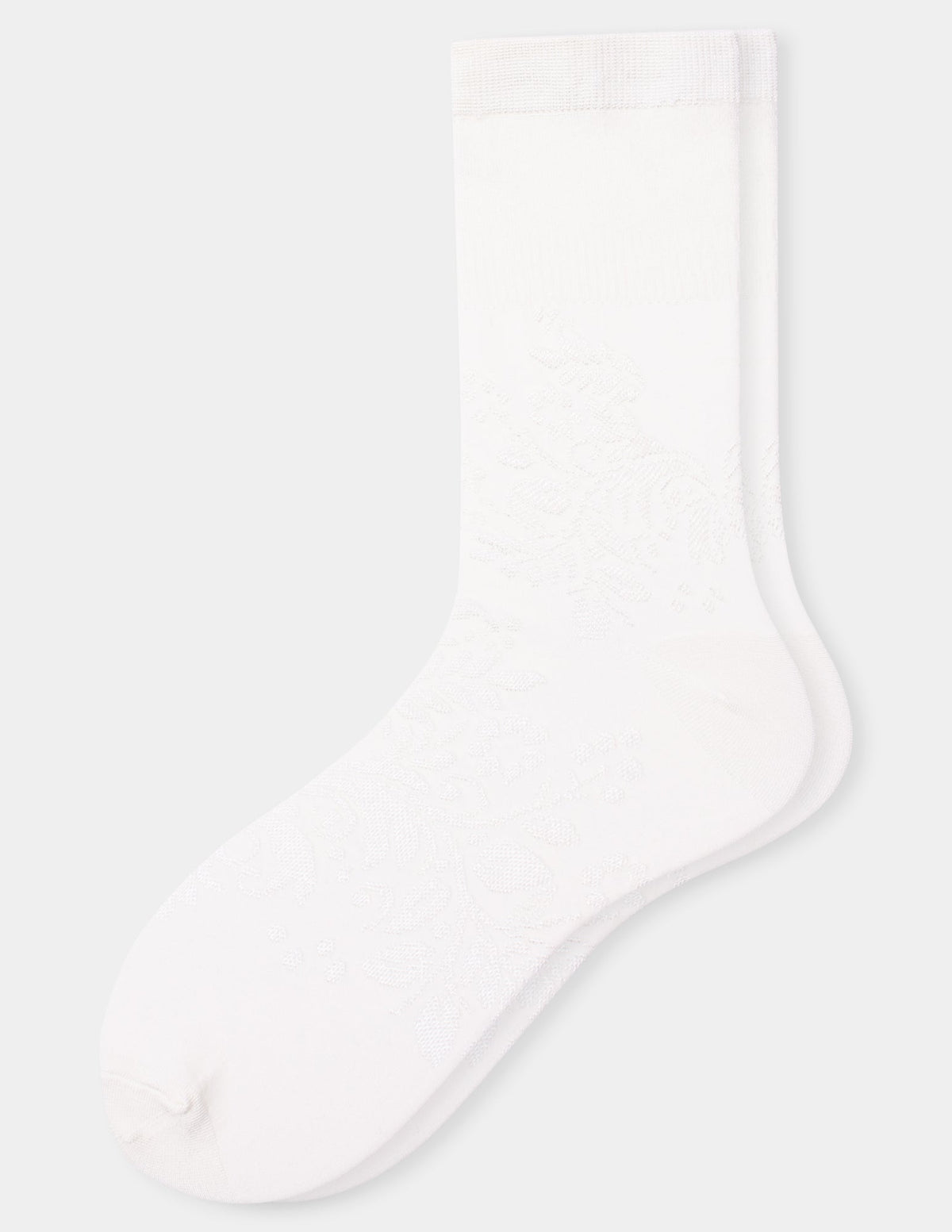 Textured Floral Crew - Ivory | Hue