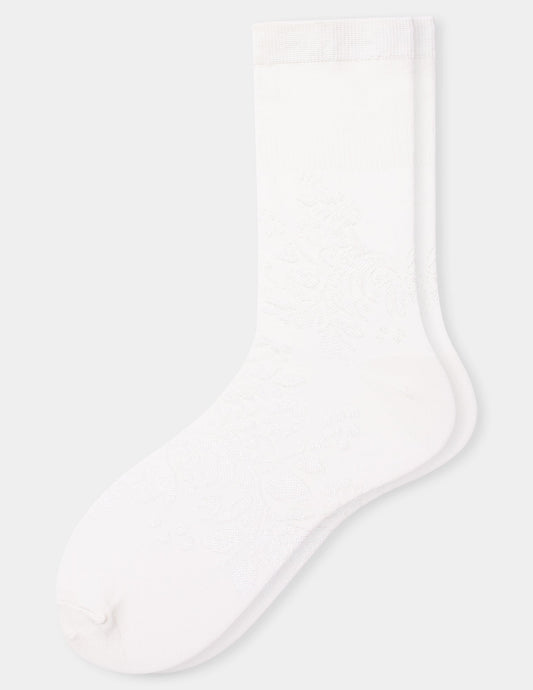 Textured Floral Crew - Ivory | Hue