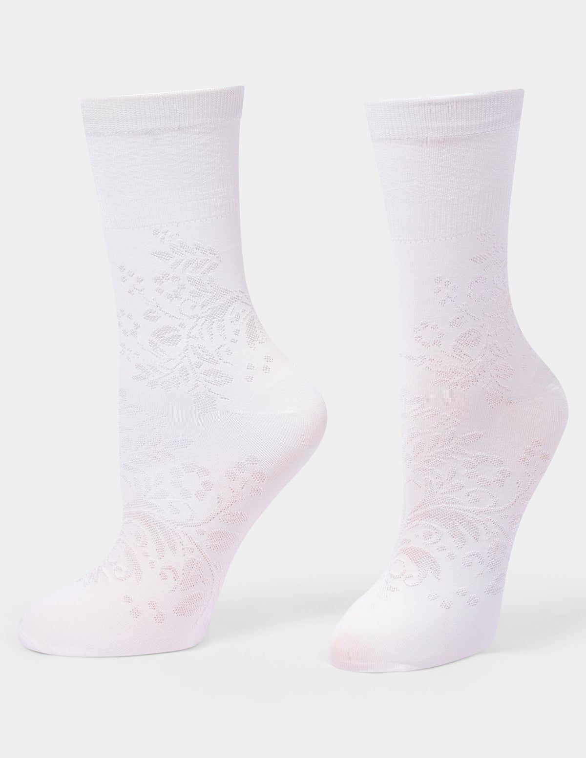 Textured Floral Crew - Ivory | Hue