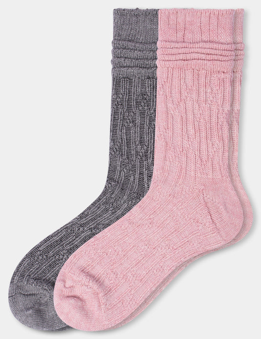 Bubble Cable Boot Sock 2 Pair Pack - Pink | Hue