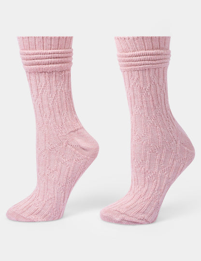 Bubble Cable Boot Sock 2 Pair Pack - Pink | Hue