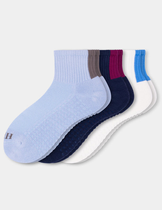 Air Cushion Mini Crew Top Socks 3 Pair Pack - Dusty Blue | Hue