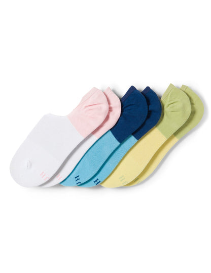 Cotton No Show Arch Hug Sock 3 Pair Pack - Color Block | Hue