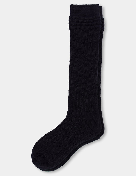 Bubble Cable Knee Sock - Black | Hue