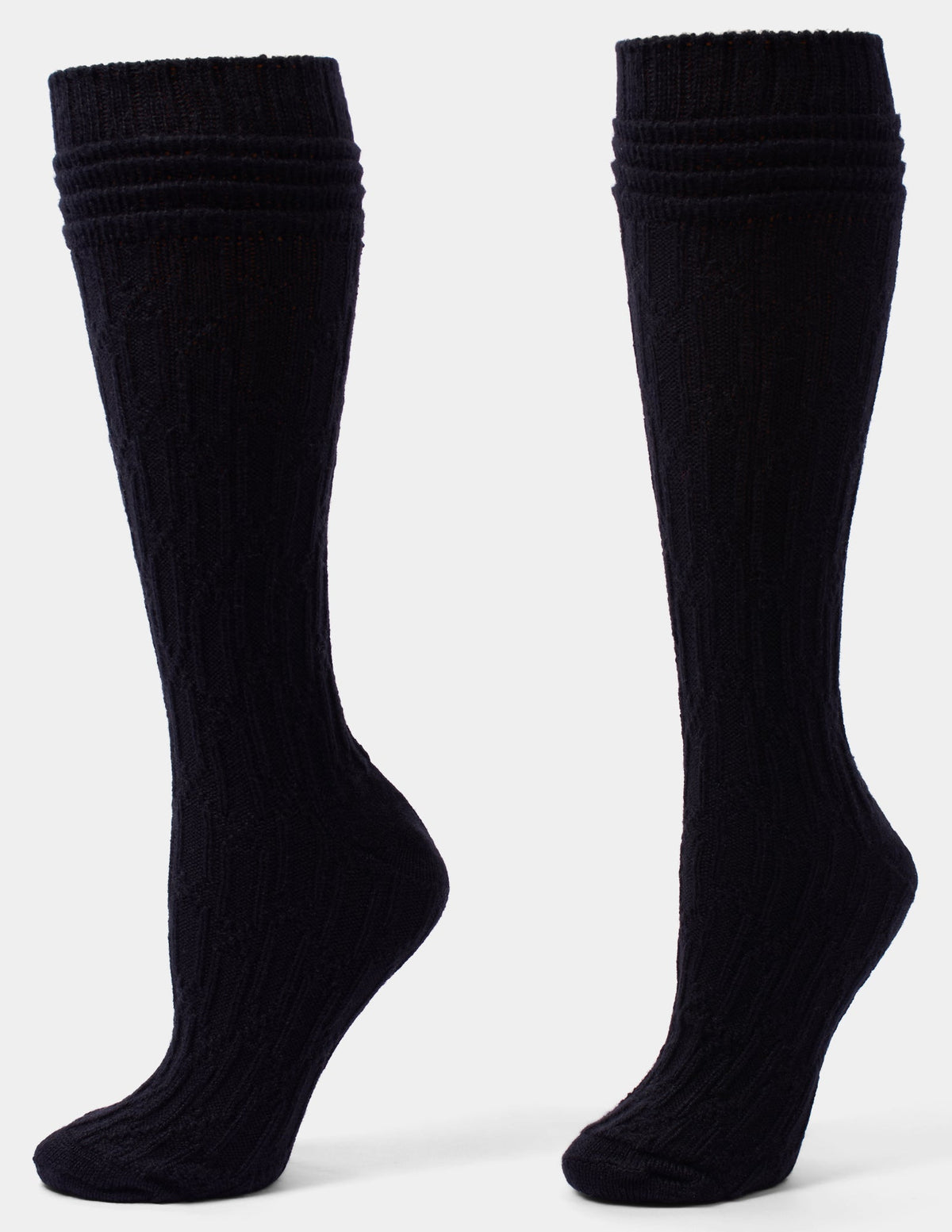 Bubble Cable Knee Sock - Black | Hue