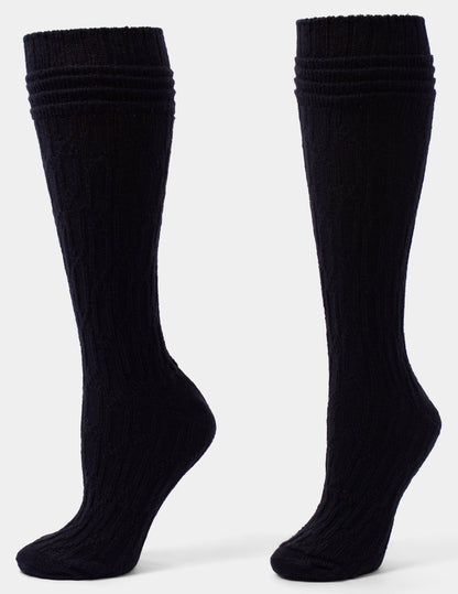 Bubble Cable Knee Sock - Black | Hue