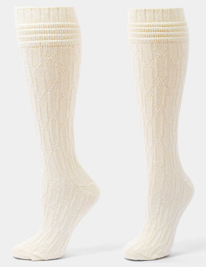 Bubble Cable Knee Sock - Ivory | Hue