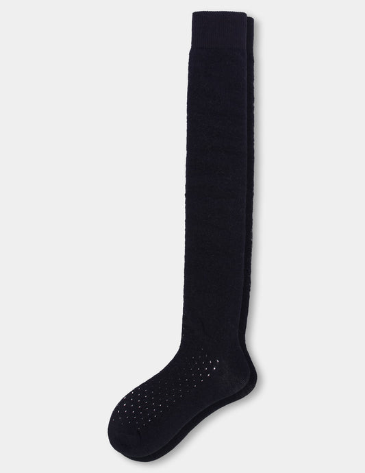 Pointelle Over The Knee Sock - Black | Hue