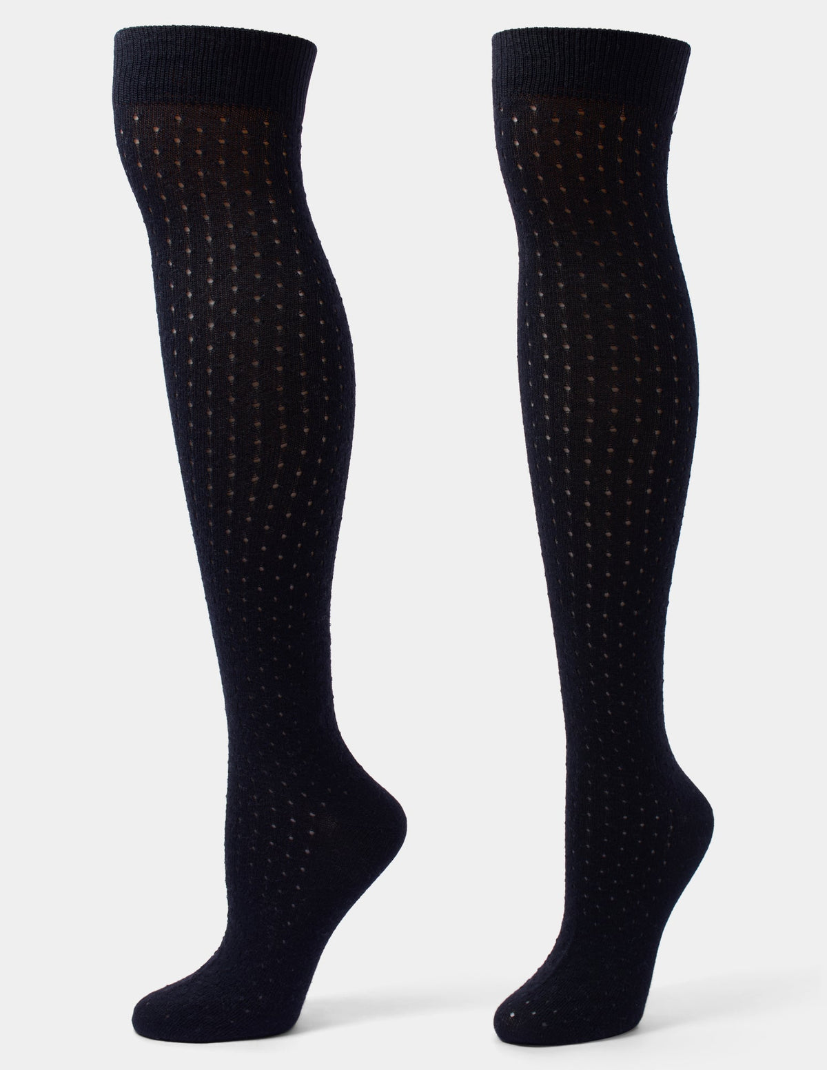 Pointelle Over The Knee Sock - Black | Hue