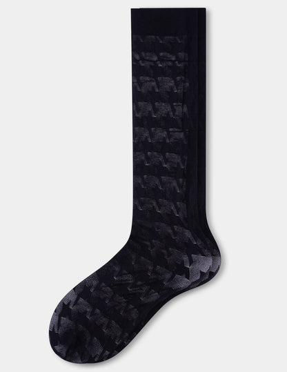 Bold Houndstooth Knee High - Black | Hue