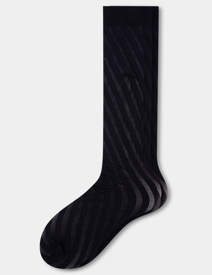 Diagonal Stripe Knee High - Black | Hue